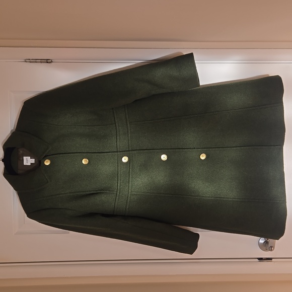 J.Crew Day Lady Coat Pine Green Wool Blend Tailored Midi NWT Size 12 *Sold Out* - Picture 9 of 13